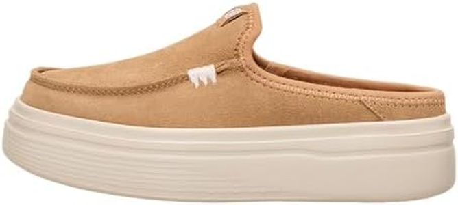 HEYDUDE Girl's Youth Austin Lift Classic Slip On Shoe, Tan Size 5 | Suede Platform Mule | Lightweight Easy On Flexible Outsole