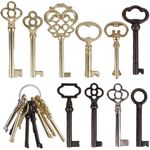 Skeleton Keys for Antique Furniture and Old Doors, 10 Keys Universal Vintage Keys Replacement Kit for Cabinet Doors, Floor Clocks, Dresser Drawers, Roll Top Desk Locks - Old Key Antique Decorative Key