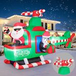 6.5FT Christmas Inflatable Santa and Penguin on Helicopter Outdoor & Indoor Decorations for Lawn Holiday Yard Party home, Ideal Blow up Xmas decor with Automatically Rotating Blade and LED Lights