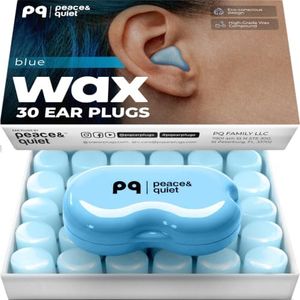 Peace&Quiet PQ Sleeping Ear Plugs Silicone - 30 Wax Moldable EarPlugs for Sleeping Noise Cancelling for Swimming, Sound Blocking, Color: Blue
