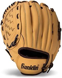 Franklin Sports Field Master Baseball + Softball Glove - Adult + Youth Glove - 14.0 Inch - Right Hand Throw - Men's + Women's - Camel Brown