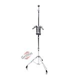 Double Tom Drum Stand with Cymbal Arm by GRIFFIN | Drummers Percussion Set Hardware with Dual Drum Mounts | Medium Duty Tom Holder with Double Braced Tripod Legs | Accommodates All Standard Cymbals