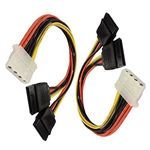 2Pack 4 Pin IDE Molex to Dual SATA Power Y-Cable Adapter 8.67 Inches