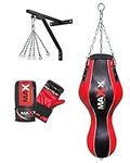 Maxx 3ft Angle BLACK RED heavy filled punch Bag, boxing uppercut bag 12pcs OR SINGLE ITEM + FREE CHAIN PUNCHING BAG SET (BAG WITH BRACKET & MITTS)