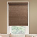 Chicology Deluxe Free-Stop Cordless Roller Shades No Tug Privacy Window Blind, 66" W X 72" H, Truffle (Natural Woven)