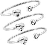 3 Sisters Bracelet Set Big Sister Middle Sister Little Sister Cuff Bangle Bracelet Sister Jewelry Gift for Family Friend Gifts (3 Sisters Bracelet)