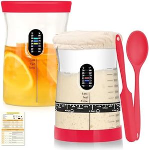 Coco Bird Pro Sourdough Starter Kit- 50oz Large Capacity Sourdough Starter Jar, 17 Flavorful Fermentation Recipes, Sourdough Bread Baking Supplies for Making Delicious Sourdough Breads(Red, 2Set)
