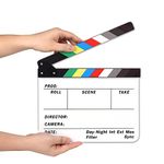 AFAITH Professional Studio Director Acrylic Dry Erase Director Clapboard with Color Sticks