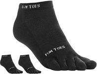 FUN TOES 3 Pairs Men's Cotton Toe Socks Breathable Mesh Top Size 10-13 (Black)