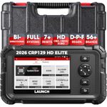 LAUNCH CRP129 HD Heavy Duty Truck Scanner, Full System Diagnostic Diesel Scan Tool with D.P.F Regen, 7+ Resets, Speed Limit Adjust, Oil Reset for Cummins, De.troit, Isu.zu, Vo.lvo&More
