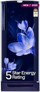 Godrej 185 L 5 Star Turbo Cooling Technology | Toughened Glass Shelves | Base Drawer | Jumbo Vegetable Tray | Direct Cool Single Door Refrigerator (2025 Model, RD 195E TDF MY BL, Mystic Blue)