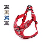 Elevant Adjustable Dog Harness, Step-in Reflective Breathable Durable Harness, Soft Padded Lightweight Vest Harness with Front Clip for Outdoor Walking Running (S, Red Plaid)