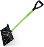 PLEXON Snow Shovel for Driveway Car Deck, Plastic Snow Pusher for Snow Removal, Ergonomic Lightweight, Home Garage, 48" Length 17" Blade D-Grip Handle Black Green