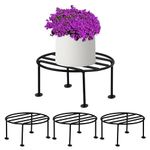 Pivalo Round Plant Stand Galvanised Metal Gamla Support Corner Rack Display Shelf Indoor & Outdoor Flower Pot Holder for Planters Home Garden Balcony Decoration (Pack of 4, Black)