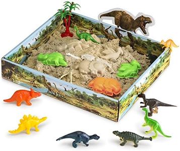 CoolSand 3D Sandbox - Dino Discovery Edition - Set Includes: 1 Pound Moldable Indoor Play Sand, Shaping Molds, Dinosaur Figures and 3D Tray