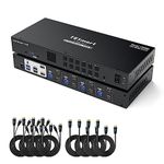 TESmart USB3.0 HDMI KVM Switch for 2 Monitors 4 Computers, Dual Monitor KVM Switches 4K@60Hz, Headset Port, Hotkey,EDID Emulation, PC Monitor Switch with input Cables and Remote Control