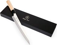 Lucky Cook Sashimi Sushi Knife 10 Inch - Perfect Knife For Cutting Sushi & Sashimi, Fish Filleting & Slicing - Very Sharp Stainless Steel Blade & Traditional Wooden Handle + Gift Box