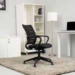 Wakefit Nylon Office Chair 3 Years Warranty Office Chairs For Work From Home, Study Chair, Computer Chair, Medium Back Chair, Adjustable Height, Single Lock : Selfie (Black) Diy