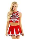 ranrann Womens Cheer Leader Costume Schoolgirl Cheerleading Uniform Outfit Halloween Fancy Dress up Red L