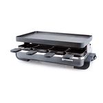 Swissmar KF-77041 Classic 8-Person Raclette with Reversible Cast Aluminum Non-Stick Grill Plate/Crepe Top, Black