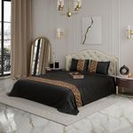 Stoa Paris Solid Bedsheets for Double Size Bed, 300 TC Satin Bedsheet Set, Premium Bedding Set with Pillow Cover,Versailles Vista Grandeur Bedspread,Diwali Decoration, Home Decor Gifting, Black