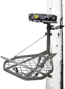 Hawk Helium Pro Hang-On Stable Noise-Free Lightweight Aluminum Big Game Bow Hunting Tree Stand with 24" x 30" Platform & 16" x 10" Pressure Relieving Memory Foam Seat