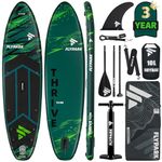 Flypark 11'x34 Inflatable Stand Up Paddle Boards, Extra Wide SUP Paddleboard Inflatable, Yoga Stand Up Paddle Board, 116L Backpack, 15 D-Rings, Shoulder Strap, US-Fin, 2-Action Pump, Thrive Green
