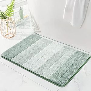 Kmson Ombre Bath Mat Bathroom Rugs, Non Slip Ultra Soft and Water Absorbent Bath Carpet, Machine Washable Quick Dry Bedroom Living Room Door Mat (Green, 20" x 32")