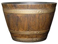 Whiskey Barrel Planter, Distressed Oak, 15"