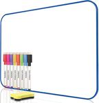 Dry Erase Whiteboard, DumanAsen 60 x 40cm Double Sided Magnetic White Board with Dry Erase Pens and Eraser, Lapboard for Children or School, Home, Office, Remote Learning (Blue, 60cm x 40cm)