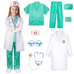 Meland Doctor Costume Kids, Dress Up Clothes for Kids with Kids Lab Coat,Toddler Role Play Costumes for 3-6 Boys Girls