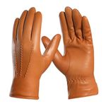 Harssidanzar Leather Gloves For Mens Comfort Cashmere Lined Gloves GMUK006,Tan,Size XL