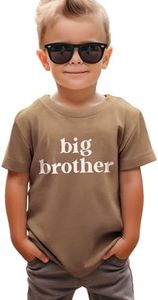 SANIXJOO Big Brother Shirt Toddler Baby Boy Promoted to Big Brother Announcement Tshirt Kids Short Sleeve Clothes(Brown,6-7Years)