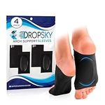 Dropsky Arch Support With Gel Pads, Arch Relief- Flat Foot Arch Support, Flat Feet Support, Compression Foot Sleeve, Foot Wrap for Pain and Arch Supports Women and Men, 2 Pairs (Black)