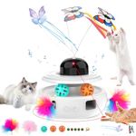 Ficuok 5 in 1 Interactive Cat Toys - Automatic Kitten Toys, Cat Toys for Indoor Cats, Cat Enrichment and Butterfly Toy for Pets Chase and Exercise