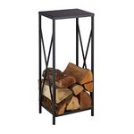 Relaxdays Firewood Storage Stand, 100% steel, Black, 80 x 34 x 25 cm