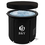 B&Y Portable Ice Bath Tub, Foldable Bathtub for Adult Inflatable Outdoor Cold Plunge Tub Freestanding Bathtub Hot Tub Spa Tub for Shower Stall (Black, 29.5"Φ x 27.5"H)