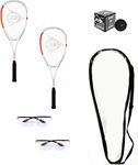 Dunlop Sports Squash Racquet Set (Includes 2 Racquets, 2 Eyeguards, 1 Ball, Cover) (Advanced)