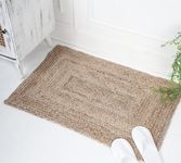 RAJRANG Natural Jute Area Rug 60x91 cm Reversible Braided Farmhouse Rectangular Rugs for Entryway, Front Door, Home Decor