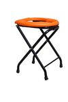 KBG Premium Imported Commode Stool with Lock Added Safety, Portable Toilet for Camping, Folding Commode Toilet Seat, Perfect for Camping, Hiking, Trips, Construction Sites and More (Orange)