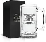 Working On My Dad Bod Beer Glass Dad Mug - 16oz Beer Mug With Handle, Dad Birthday Gifts, Funny Dad Gifts, Fathers Day Beer Mug, Papa Glass, Beer Mugs for Dad, Papa Beer Glass - Father's Day Gifts