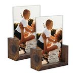 PETAFLOP 4x6 Picture Frame Set of 2, Rustic U-shaped Double Sided Frames Made to Display 4 by 6 Photos for Desk Tabletop