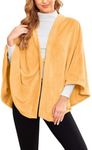 Ekouaer Flannel Faux Poncho for Women Wearable Blanket Lightweigh Blanket Warm TV Shawl Winter Coat Sweater Cape Khiki