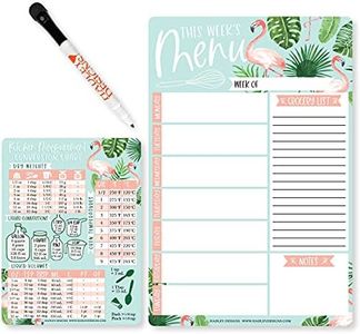 Hadley Designs Magnetic Meal Planner for Refrigerator-Tropical Magnetic Weekly Menu Board for Kitchen Conversion Chart, Dry Erase Board for Refrigerator, Magnetic Menu Board for Fridge
