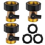 Awpeye 3PCS 3/4" Water Hose Shut Off Valve, Heavy Duty Brass Single Shut Off Valve Garden Hose Connector