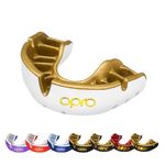 OPRO Gold Level Mouthguard, Adults and Kids Sports Mouth Guard, Featuring Revolutionary Fitting Technology for Boxing, Lacrosse, MMA, Martial Arts, Hockey, and All Contact Sports (White, Adult)