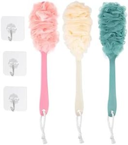 Spazzola da Bagno con Manico Lungo,3 Pezzi Spazzola da Bagno Spazzola per il corpo Esfoliante, Bagno e Doccia con Manico Lungo, Accessori da Bagno Scrubber Posteriore Mesh Bath per Uomini e Donne