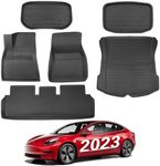 BASENOR 6PCS Tesla Model 3 Floor Mats Full Set Mats All-Weather Anti-Slip Waterproof 3D Frunk Mat Trunk Liner Front Rear Cargo Liner Mat Accessories fit Model 3 2023 2022 2021