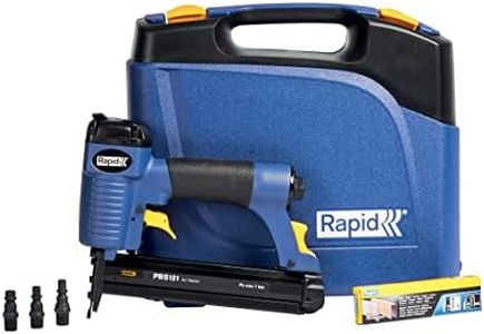 Rapid PBS121 Pneumatic Nailer/Stapler for No. 606 Staples & No. 8 Brads, With Comfort Grip, Quick Reload, Adjustable Depth-of-Drive, Includes Carry Case, 200 Staples, and 200 Brads (5000053)