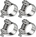 PEROMI 4 Pack 304 Stainless Steel T-Bolt Hose Clamps, Working Range 23mm-25mm for 1 Inch Hose ID, Heavy Duty Hose Clamps, Pack of 4